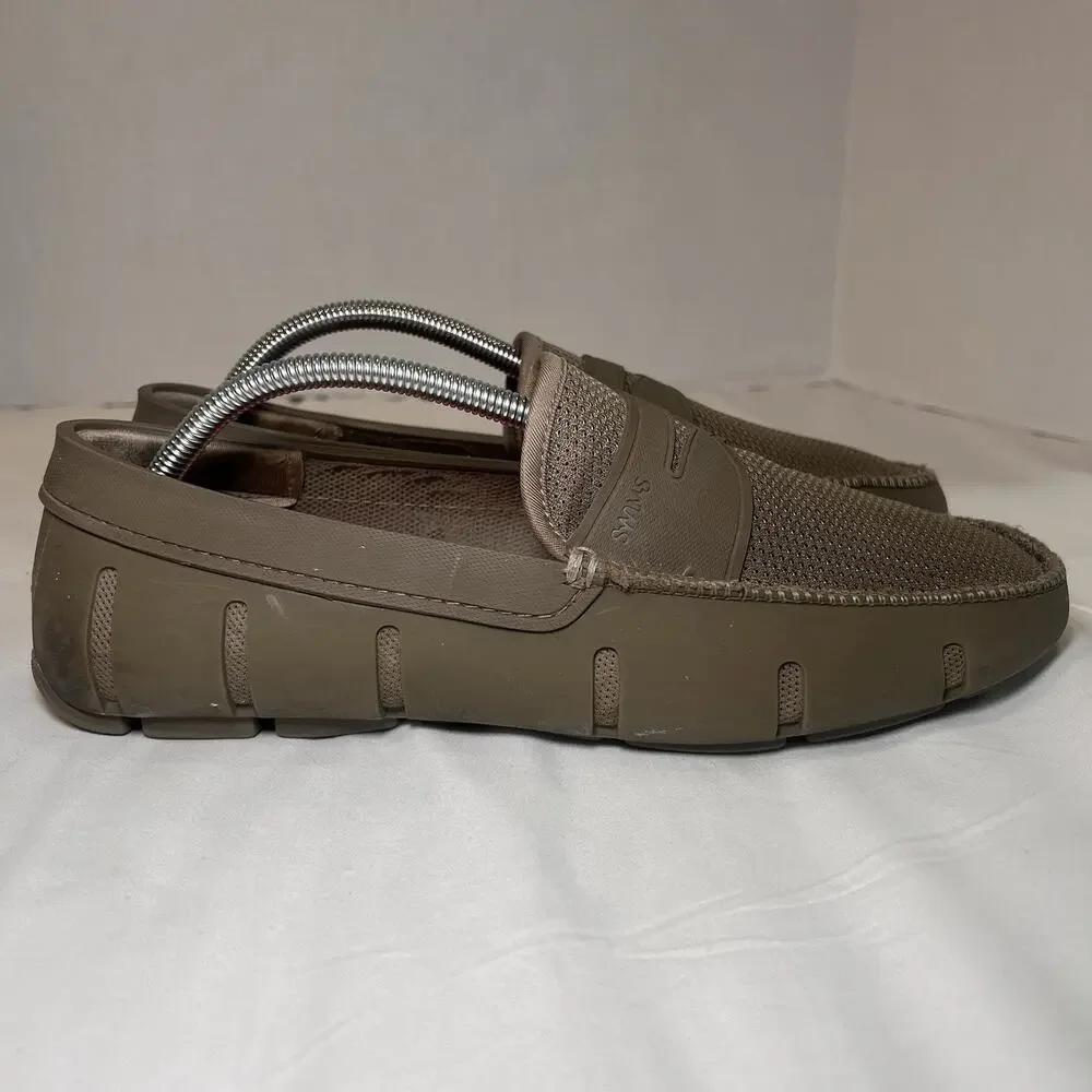SWIMS Penny Loafers Mens Size 9 Army Green Olive Mesh Water Resistant Boat Shoes